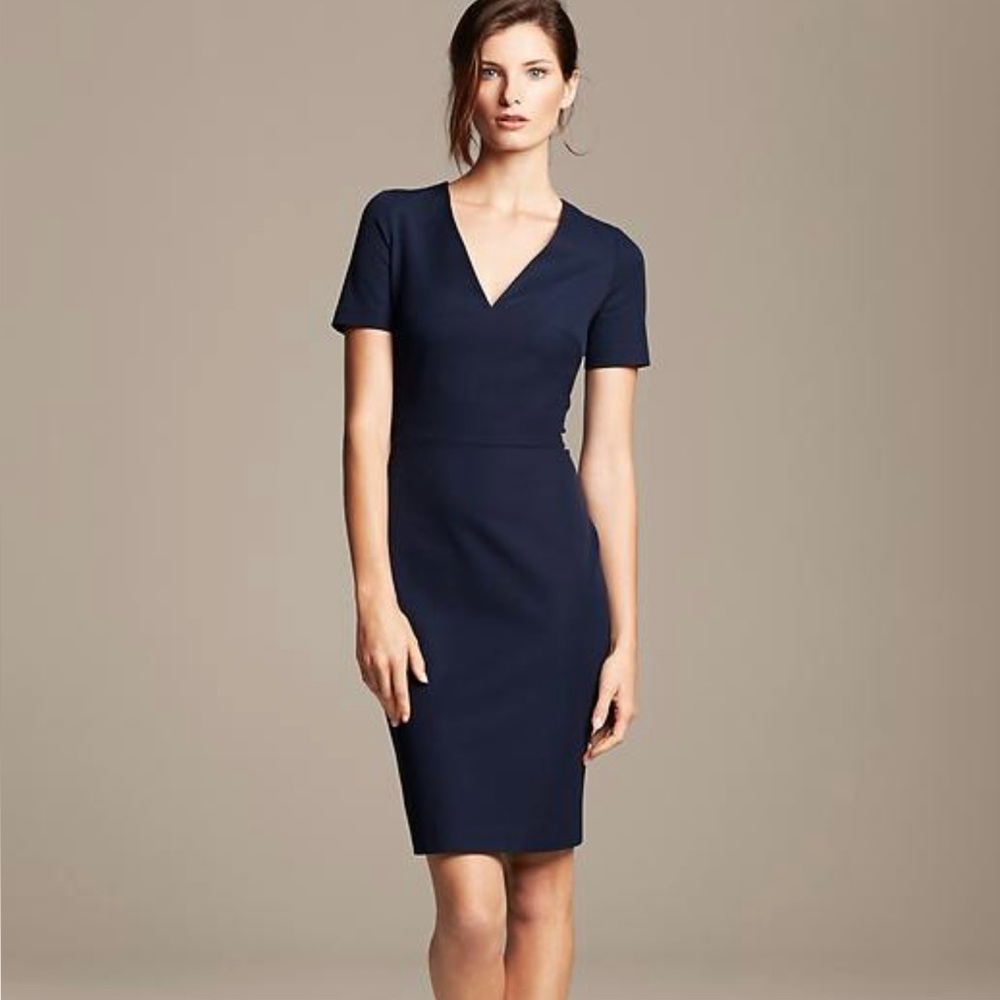 Banana Republic Roland Mouret Collection, Classic Minimalist Navy Midi Dress, 4